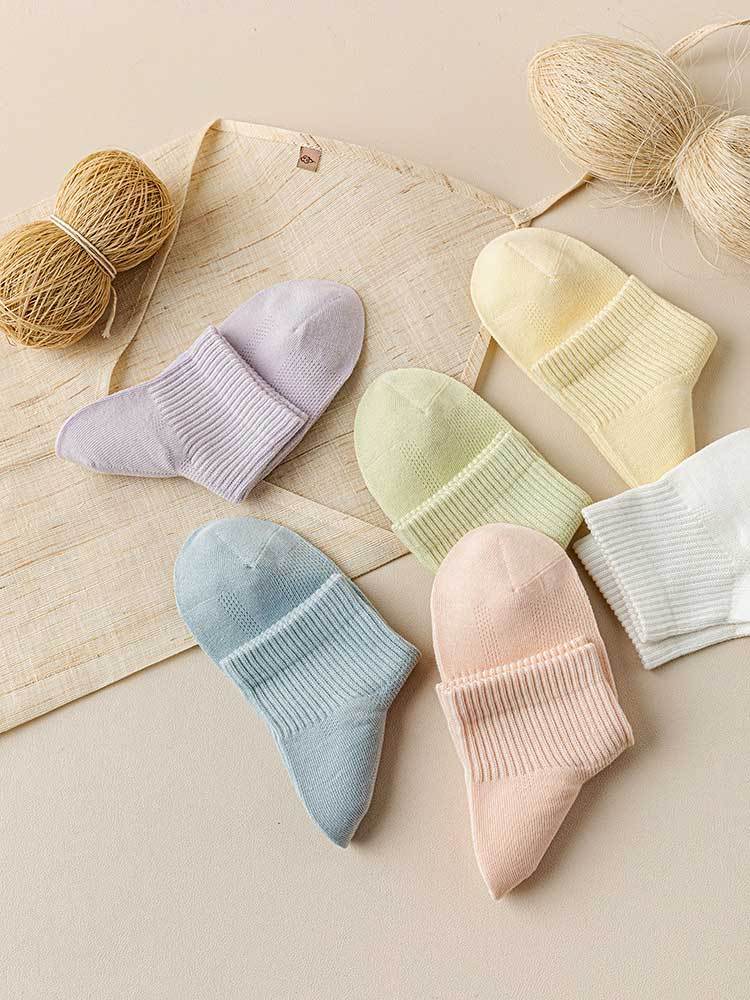 5双装春夏苎麻透气网眼防臭短袜男女袜8854#·女袜