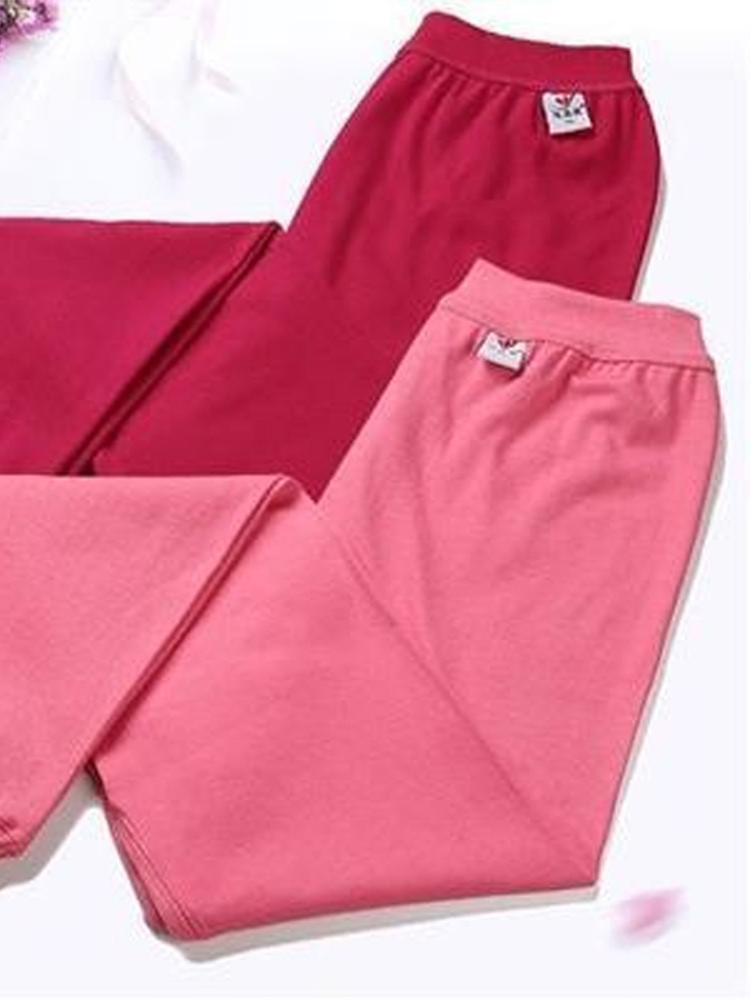 雀说 【2条装】100%纯棉女士秋裤高腰保暖棉毛裤 L·西红/浅紫