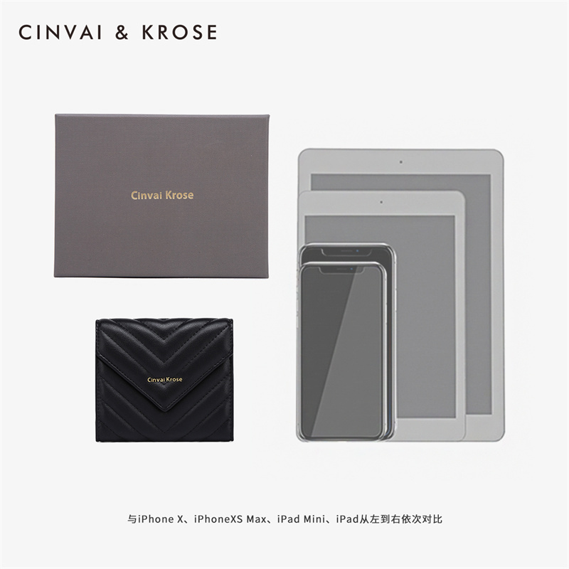 CinvaiKrose 钱包女短款时尚迷你零钱包多功能钱夹潮K6055·赫本黑-长款