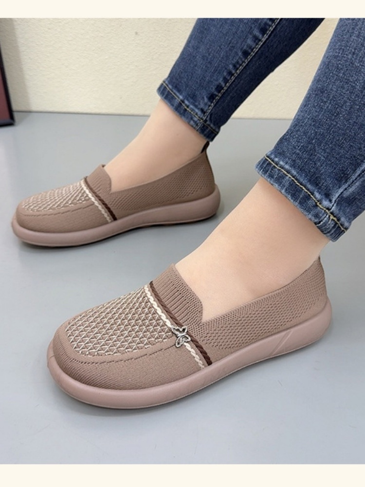 京昇女轻便飞织网面乐福鞋Y806·咖色