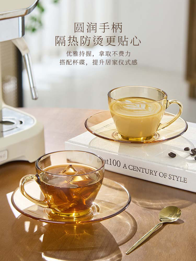 [买一送一，收到2套]品质琥珀色高硼硅咖啡杯套装（两件套）