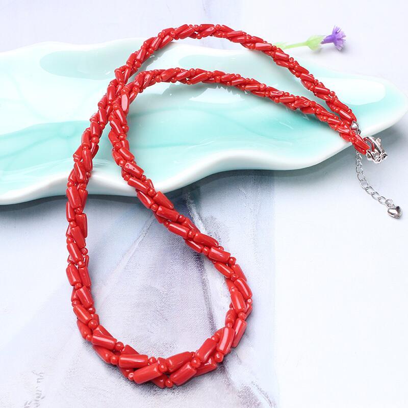 映时红珊瑚编织 项链