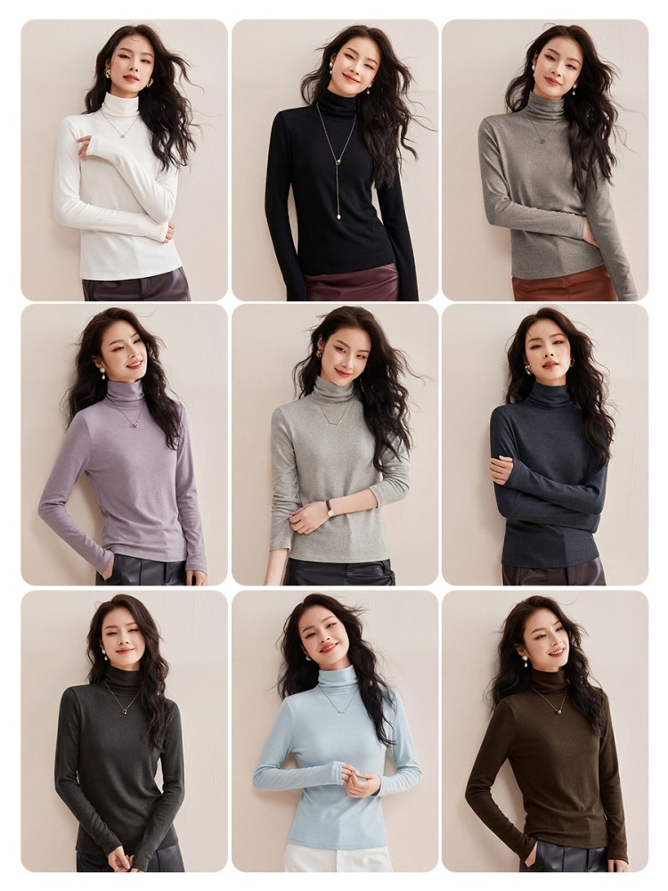 【慕斯精纺羊毛】修娴轻薄高领T恤W18·暮岩灰