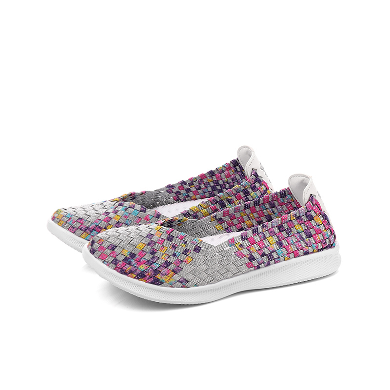 新款一脚蹬彩虹编织鞋·紫色A87  紫色A87
