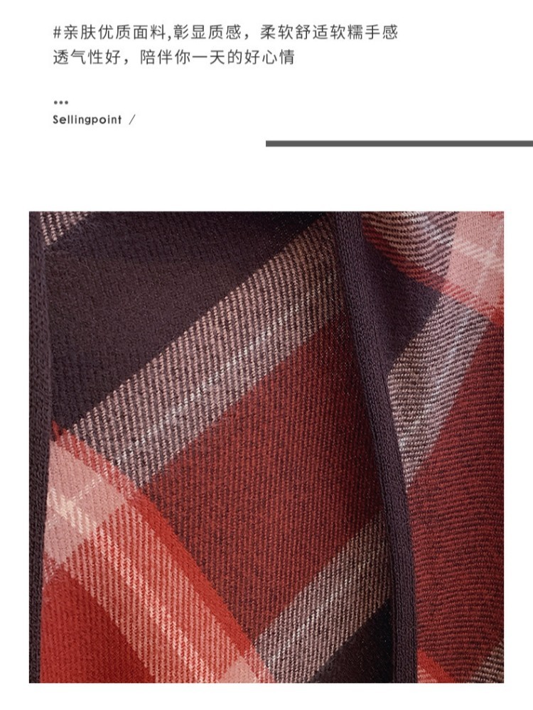 普春高级感时尚拼色格纹三角围巾WJ-202·蓝灰