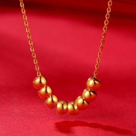 中银金行足金微笑小金珠项链dsca0231