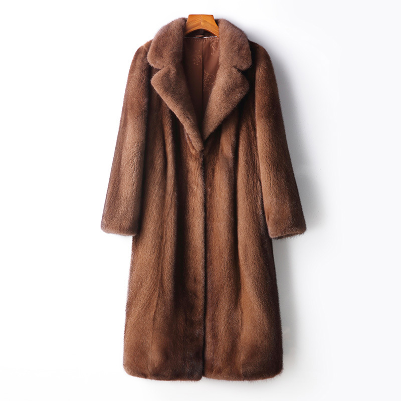 格兰雅芝 长款翻领水貂大衣·咖色