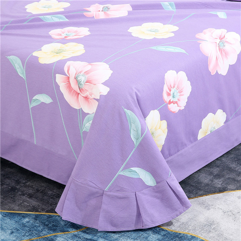 KATES HOME全棉新款加厚磨毛印花四件套·蔷薇花园-紫