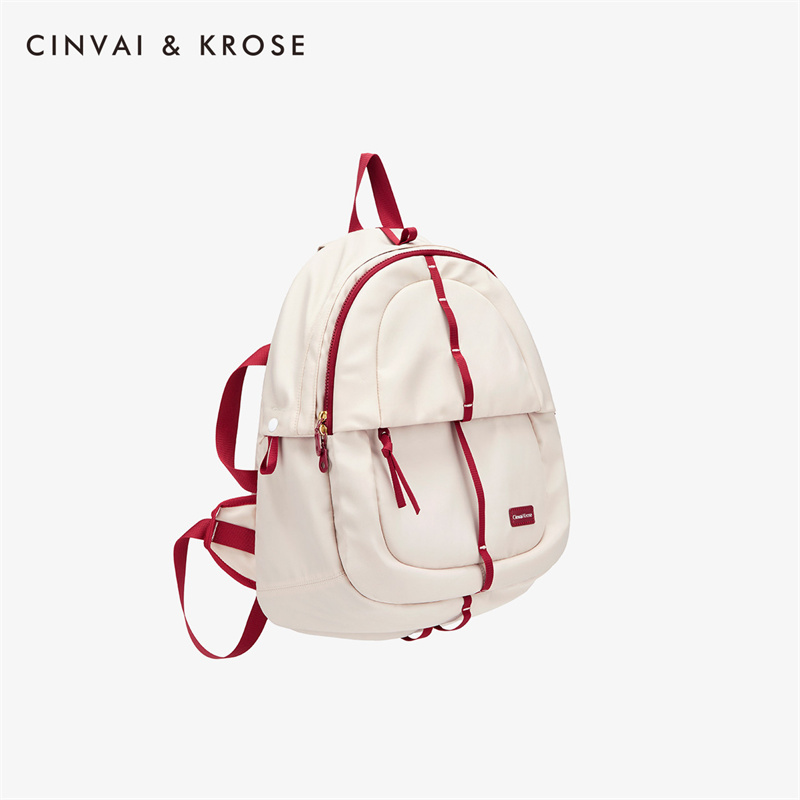 CinvaiKrose 双肩包女学生书包电脑包大容量运动旅行背包女包S6222·米杏玄黑