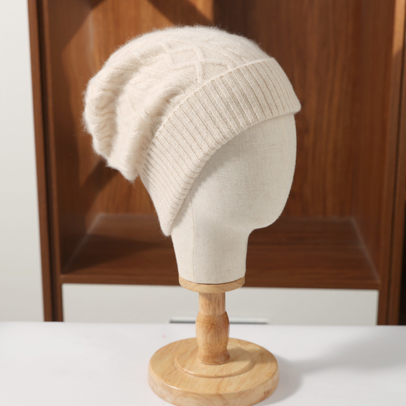 男女同款羊毛护耳防寒挡风保暖针织帽·青绒色
