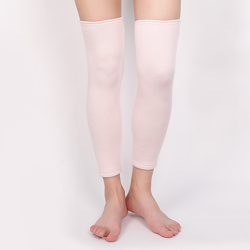 谜存（2对装）100%桑蚕丝拉绒舒适保暖不闷护膝·长款（米白色+粉色）