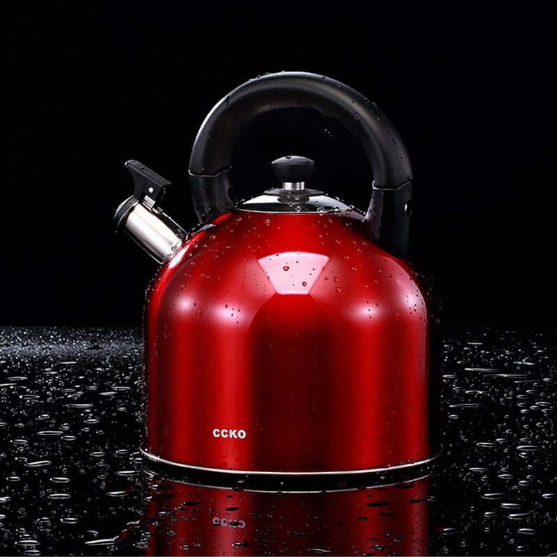 德国CCKO烧水壶304不锈钢鸣笛水壶电磁炉燃气煤气通用5L·5L烧水壶（酒红色BD）