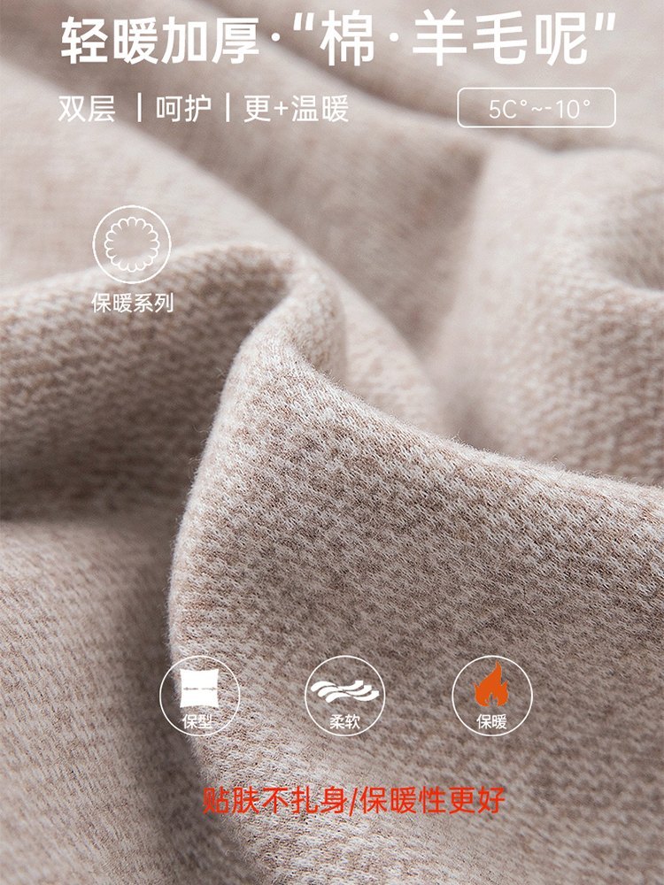 【大牌代工厂出品】和顺圣秋冬加厚羊毛呢九分阔腿裤8372·燕麦色