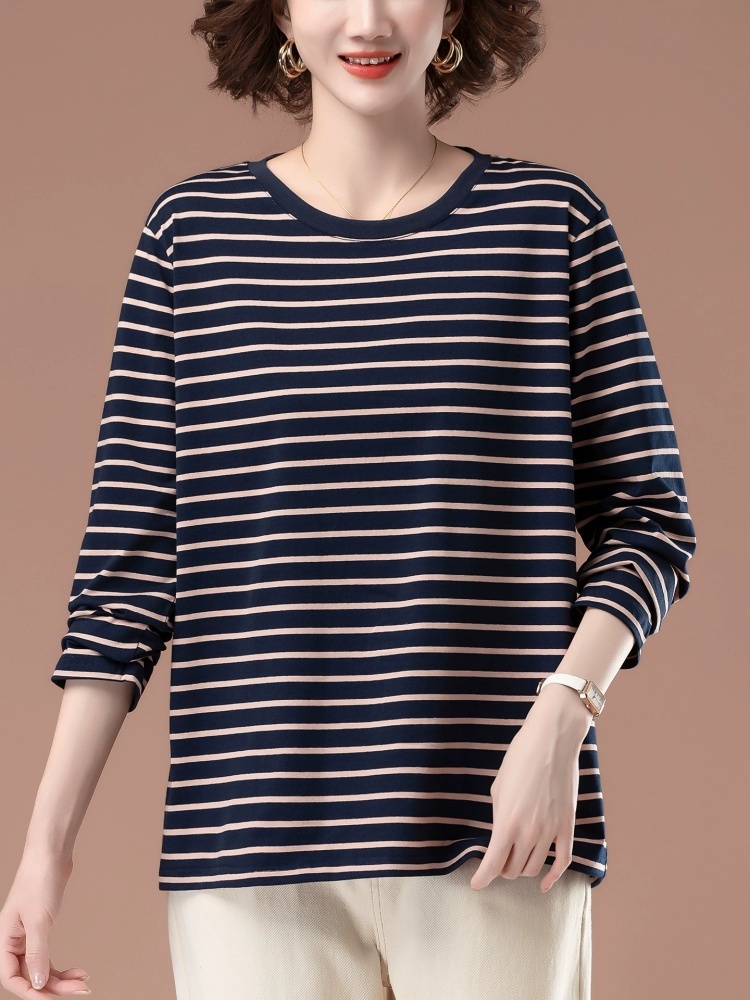 【95棉】凯诗帕宽松条纹T恤6458·深蓝
