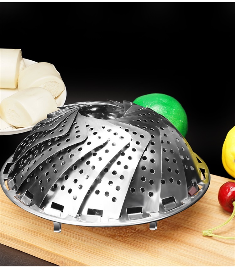 美之扣不锈钢折叠蒸盘银色