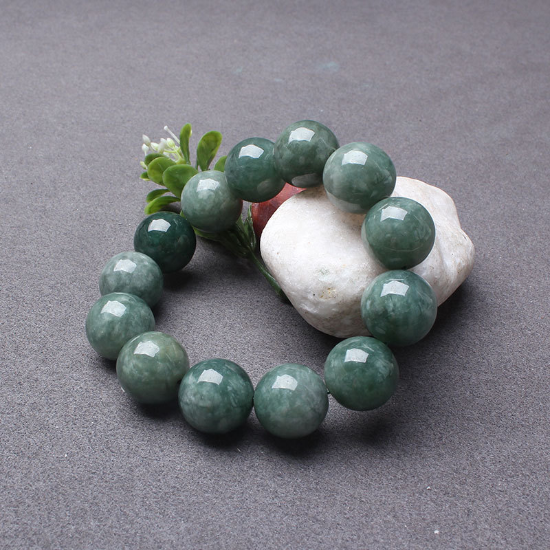 映时a货油青翡翠圆珠手串