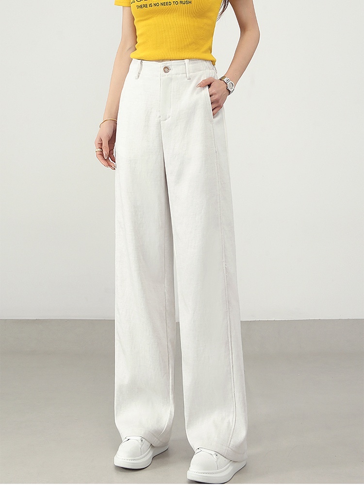 【大牌代工厂出品】和顺圣春秋天丝亚麻窄版阔腿裤26009·麻本色