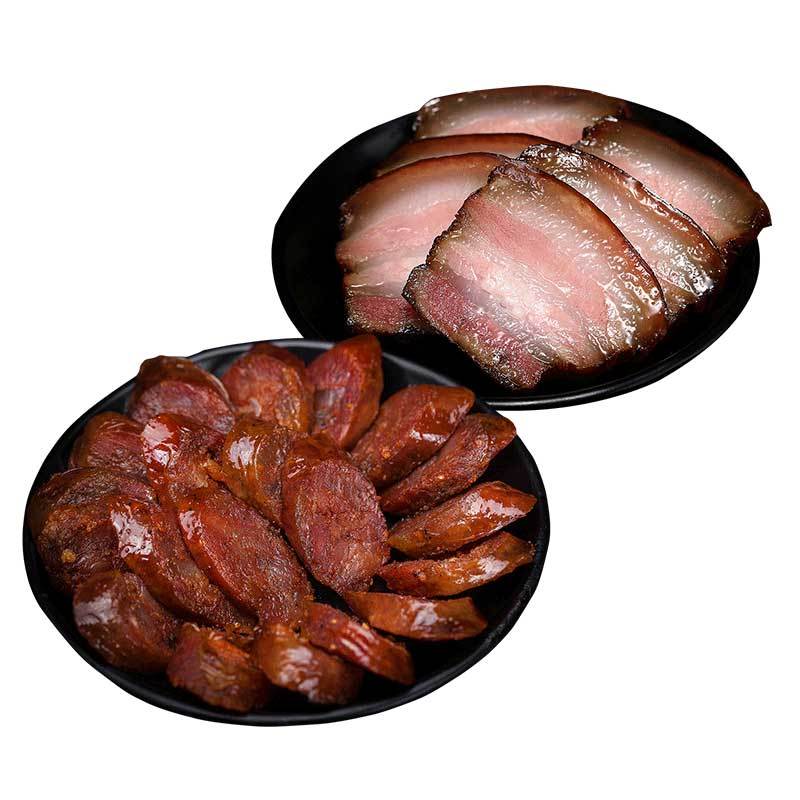 四川烟熏麻辣香肠腊肠五花肉腊肉500g2彝族纯粮食猪肉