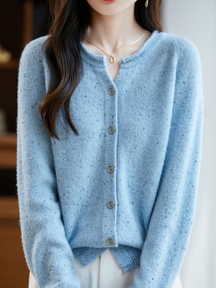 【100羊毛】特舒加厚彩纱开衫毛衣TS-094·灰色