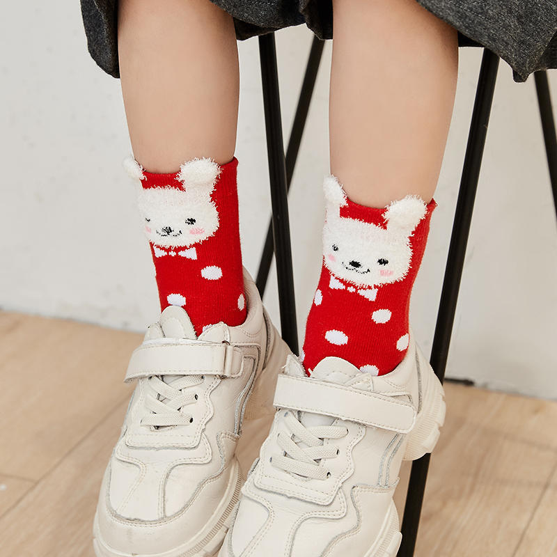 纤丝鸟时尚儿童袜*5双装·红袜