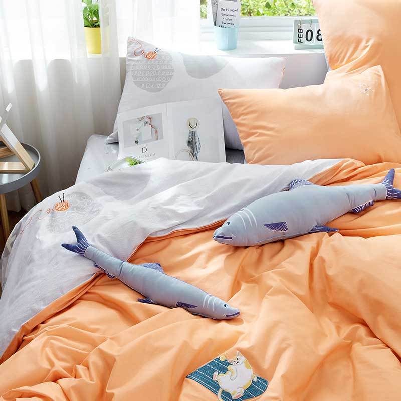 梦洁(MENDALE)家纺全棉多件套纯棉ins床上用品套件床单被套三/四件套·吸猫生活