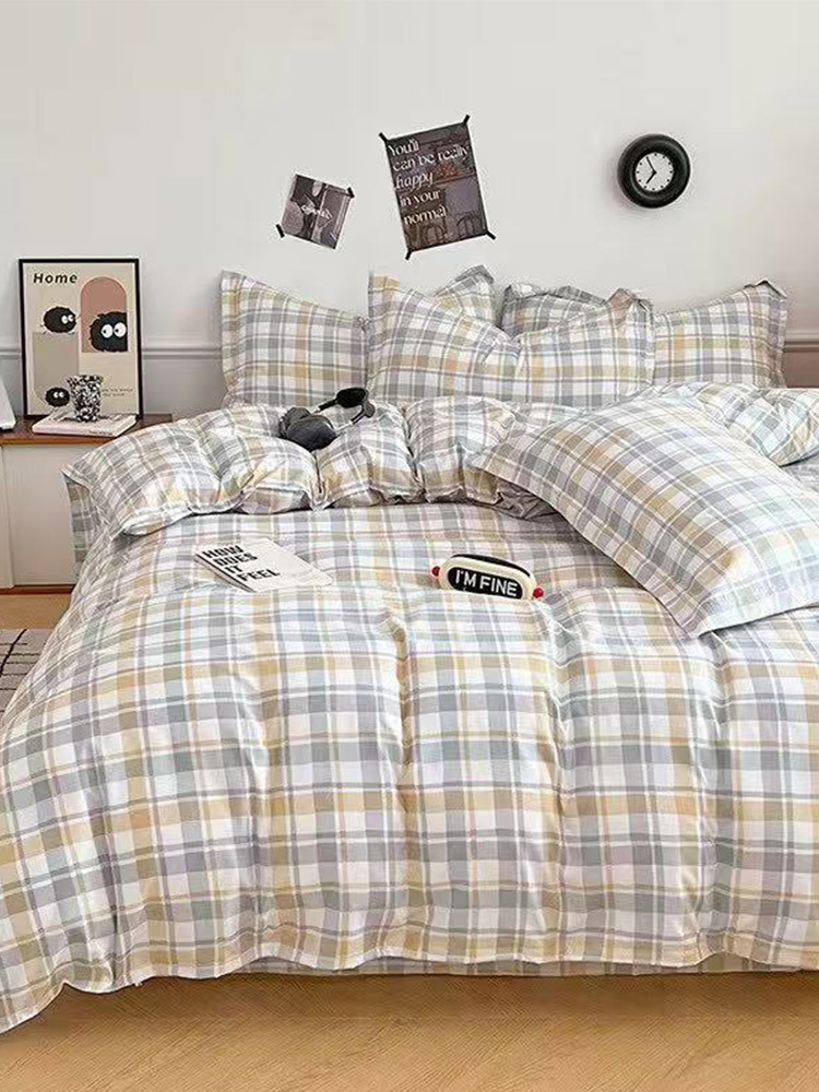 【暖冬心选】“简爱”质朴四件套（白灰）200*230cm ZY-TJ1771