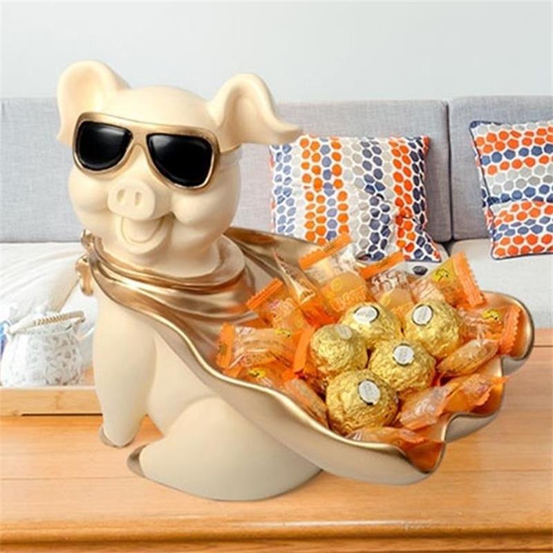 百年许氏 财气冲天飞天猪工艺品摆件/收纳小能手·米色