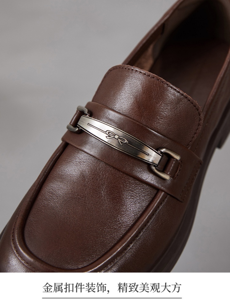 【手抓纹头层牛皮】至美轻软简约乐福鞋ZM269011·黑色