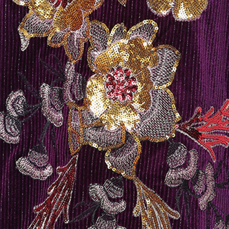 巴莉蔲中国风刺绣丝绒套裙·紫色