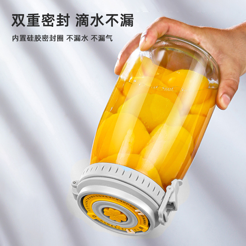 500ml+750ml+1000ml 小号3个玻璃卡扣自动排气双重密封罐泡菜坛泡酒瓶