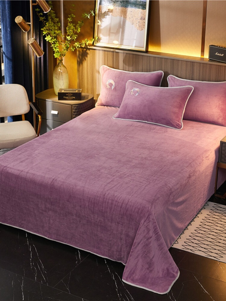 多宝雅新款230克牛奶绒纯色单床单盖毯多功能毛毯245cmx250cm·紫色