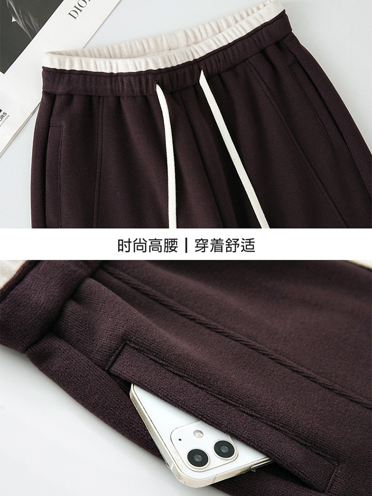 【大牌代工厂出品】和顺圣加厚绒拼色绒感休闲裤3068·黑灰色