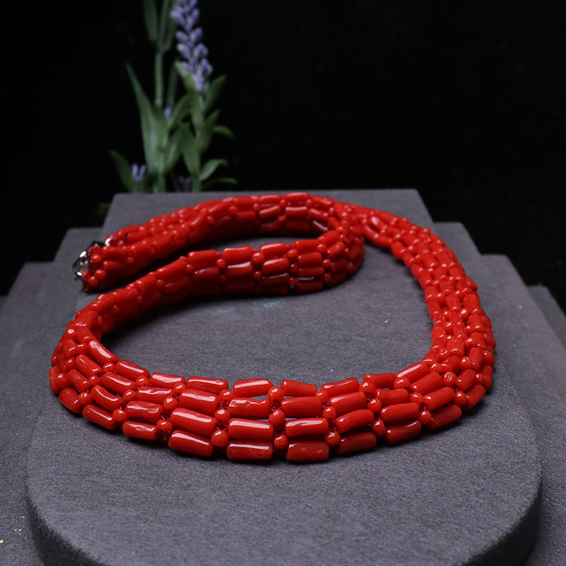 映时红珊瑚手工编富贵高雅 项链