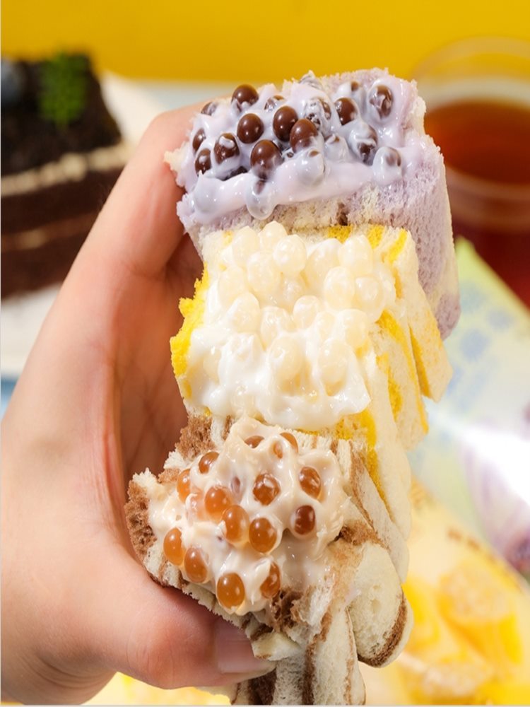 混合爆爆珠吐司 18包（黑糖+海盐+蓝莓）早餐零食品独立包装