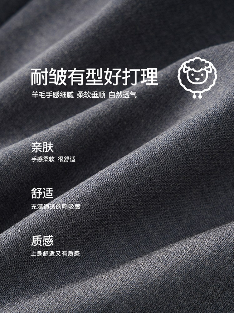 【品牌工厂出品】和顺圣春秋羊毛西装阔腿裤26091·墨苔绿