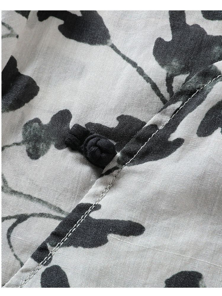 【100苎麻】可风各水墨晕染短袖衬衫63059·水墨灰