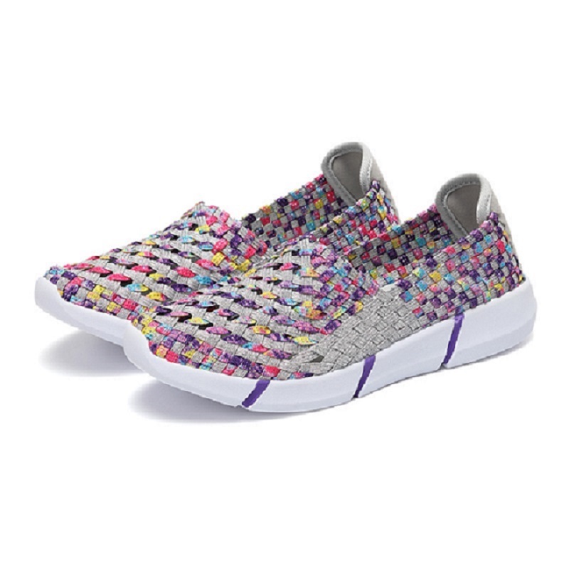 新款一脚蹬彩虹编织鞋·紫色631