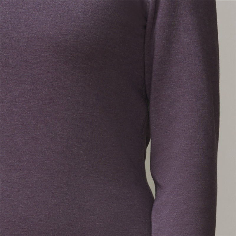 拼速秒-纤丝鸟经典暖素羊毛女士全双层花边长袖衫·麻紫色