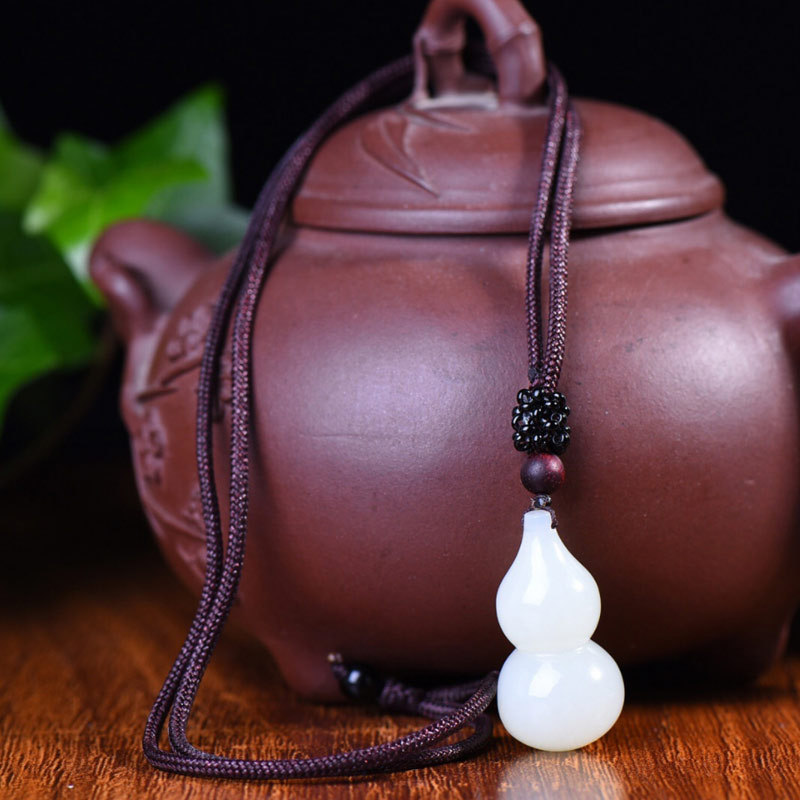 casma卡世曼-和田玉福禄双全葫芦天然白玉葫芦吊坠