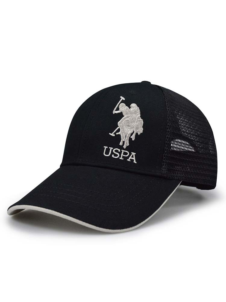 U.S.POLO ASSN.情侣硬顶半网款透气遮阳棒球帽050·黑色卡其标