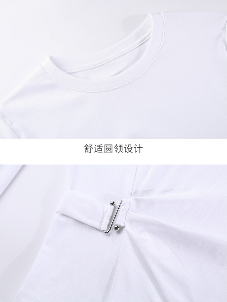 【92精梳棉】轩凌子设计感收腰T恤XS82530120·白色