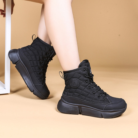 悍途户外女士防水棉鞋加绒加厚保暖雪地靴520040黑色