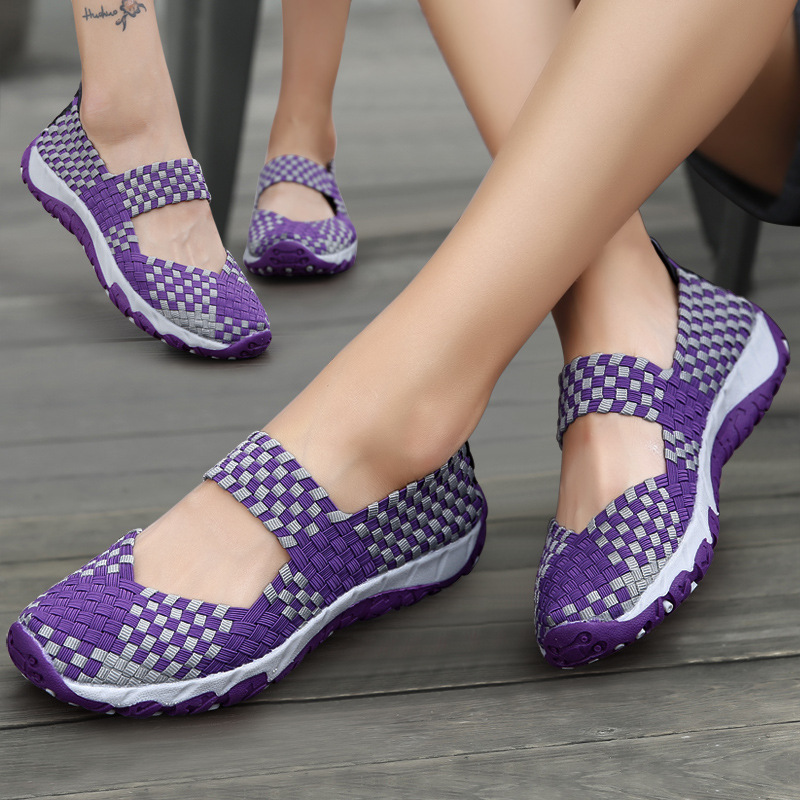 出口品质-2024新款舒适彩色飞织凉鞋·紫色