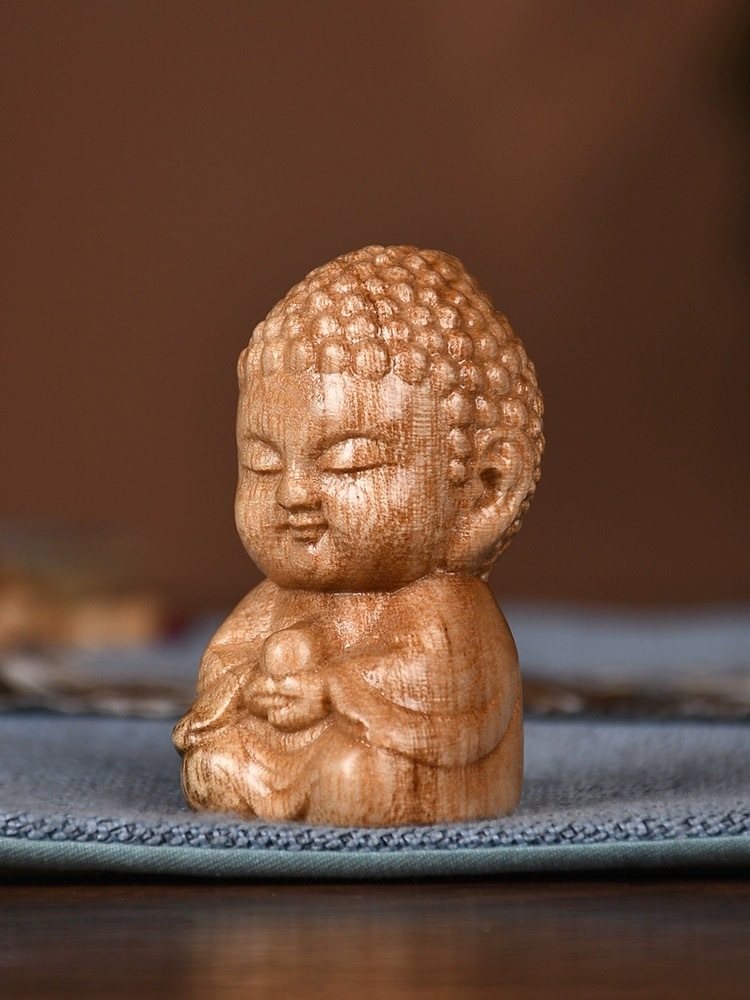 百年许氏 香樟木释迦摩尼小如来佛像客厅车载摆件