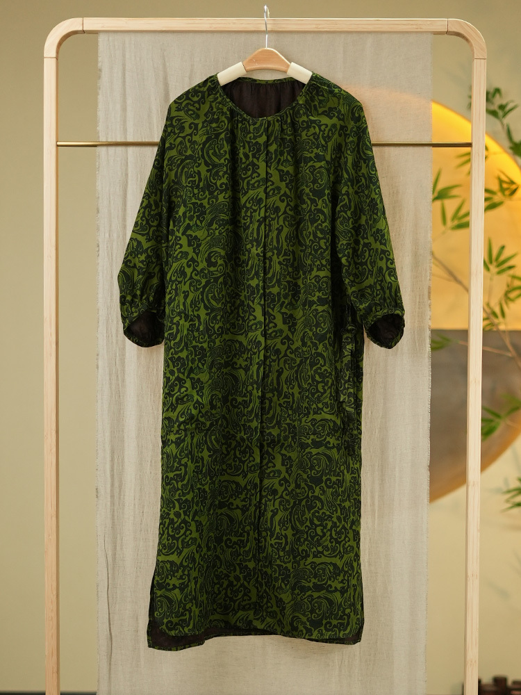 锦传统手工整染香云纱全罗开衫连衣裙2456·绿色
