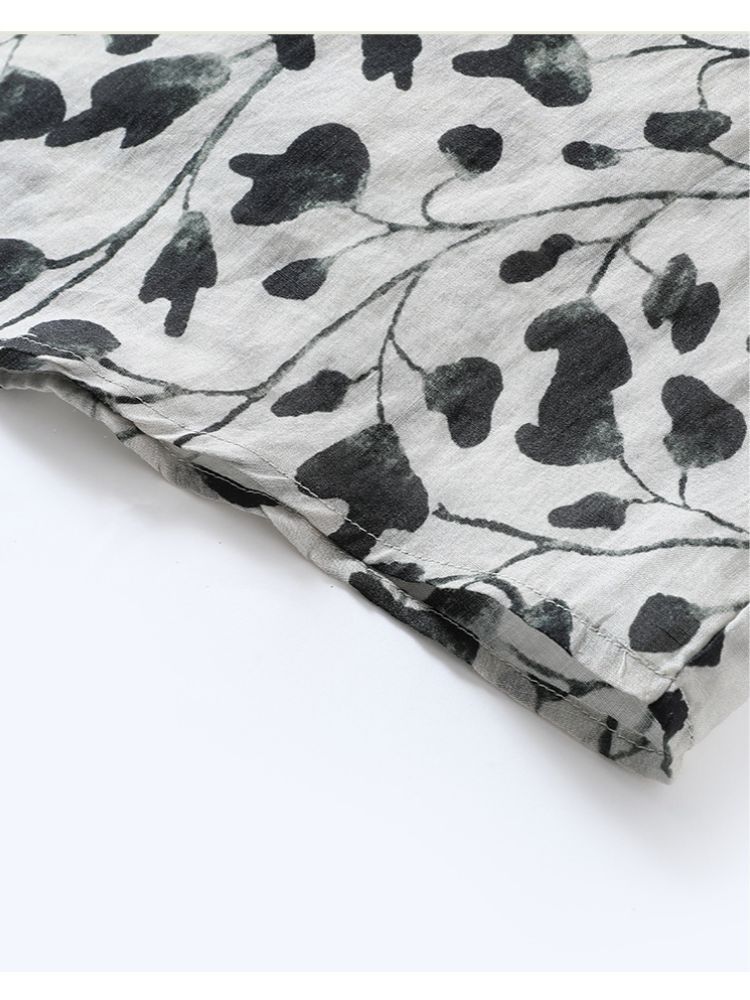 【100苎麻】可风各水墨晕染短袖衬衫63059·水墨灰