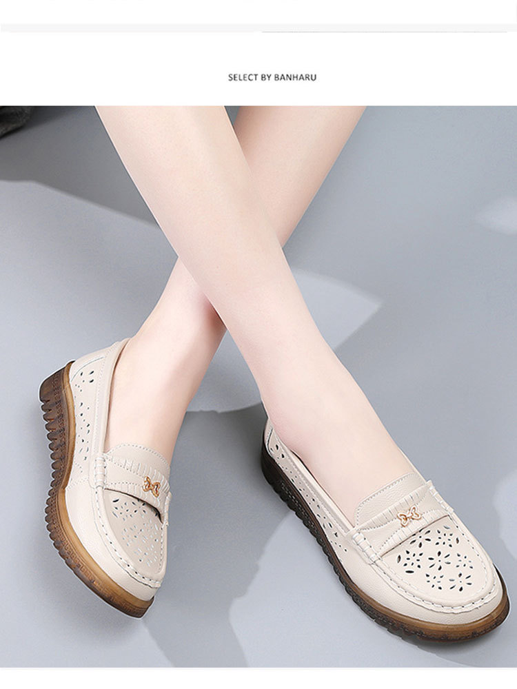 【爆款秒杀】时尚镂空透气超纤舒适软底一脚蹬豆豆鞋·黑色