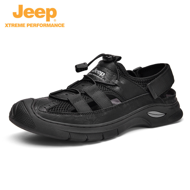 jeep包头沙滩鞋男真皮夏季外穿 P321291511·黑色（运动鞋小一码拍）