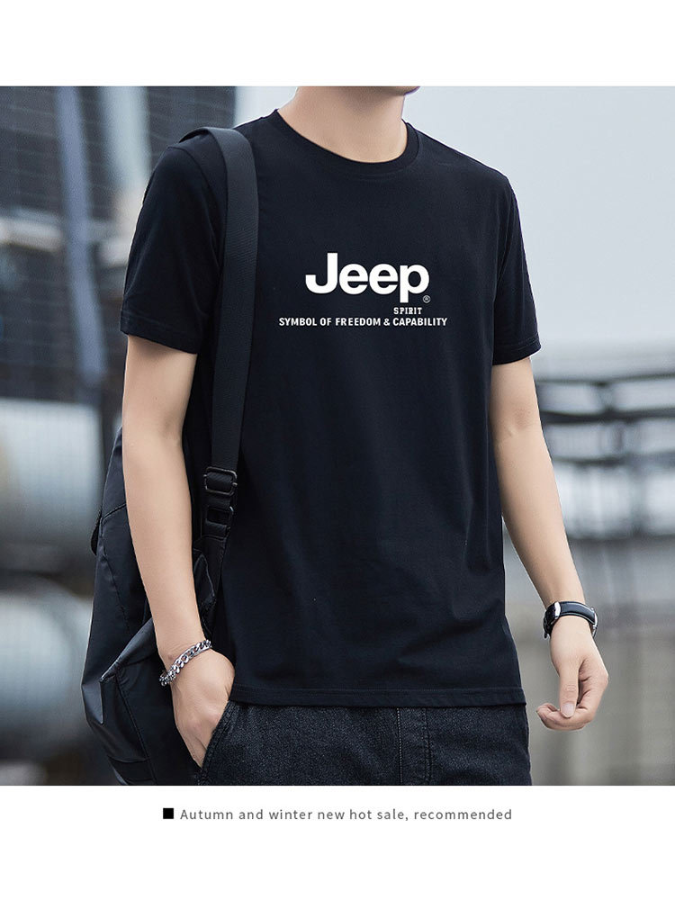 JEEP新款男士短袖T恤半袖大码279046·黑色