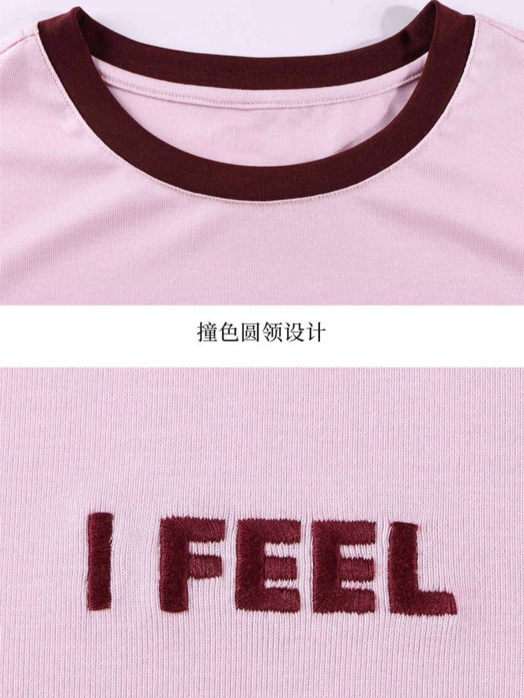 【天丝羊毛】轩凌子撞色圆领T恤XS82620271·宝蓝色
